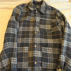 Brixton Men's Navy and Gray Plaid Shirt Jacket